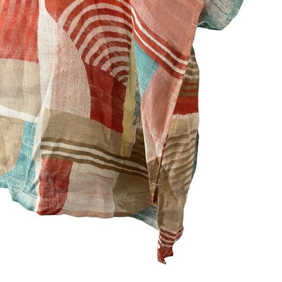 Chicos Womens 100% Linen Geo Blocks Poncho Colorful Oversized Top NWT sz S / M - Picture 10 of 16